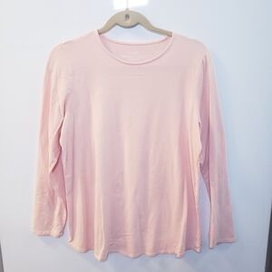 Purejill Pima Stretch-Cotton shirttail Tee, Size M